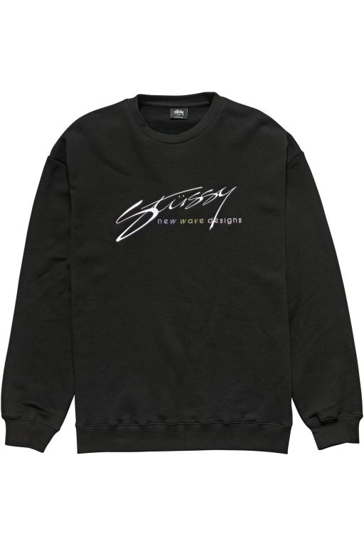 Stussy Mens New Wave 50/50 Crew Sweaters Black - RTIAU8219